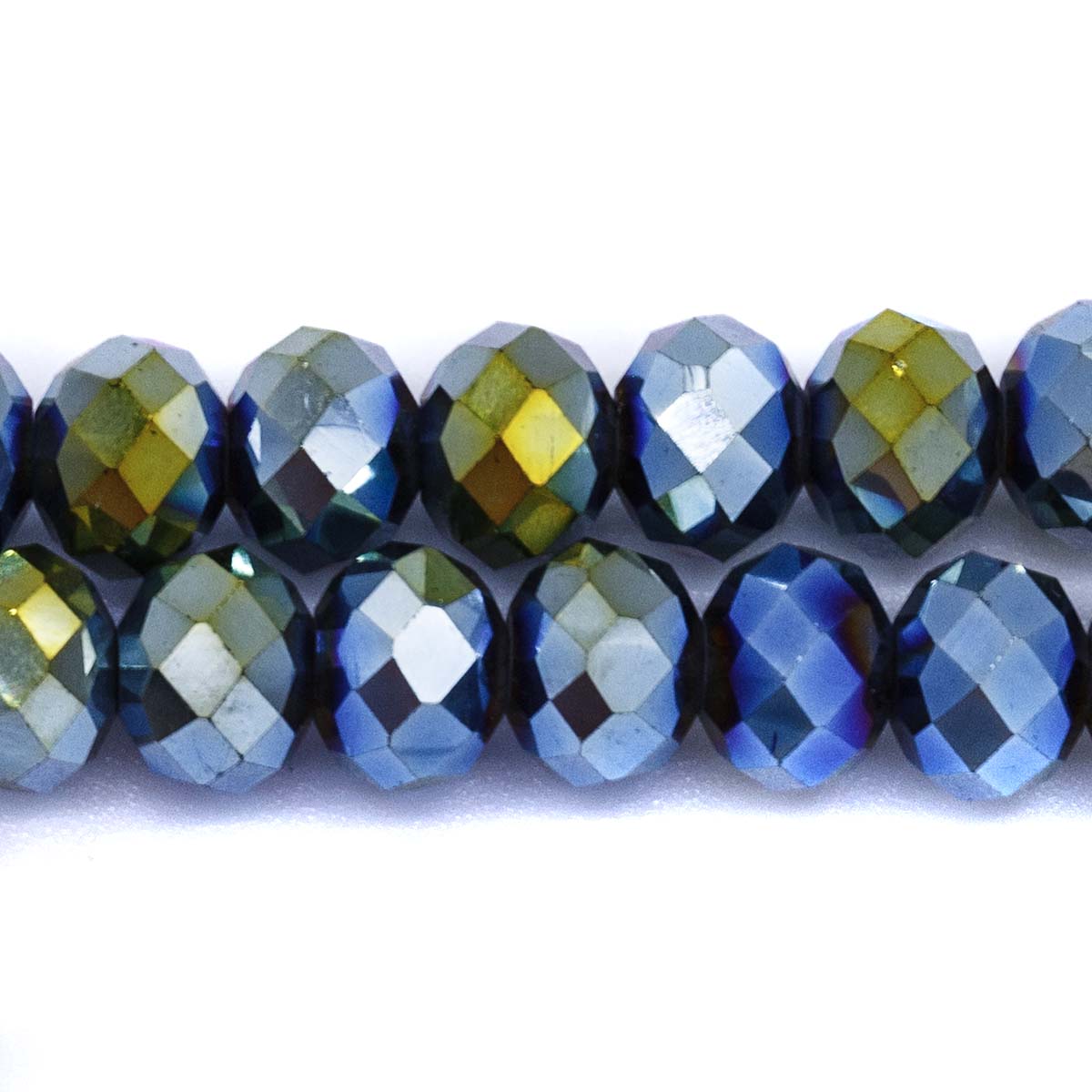 75CD882: Crystal Round Rondelle Metallic Pistachio Green 6x8mm 67