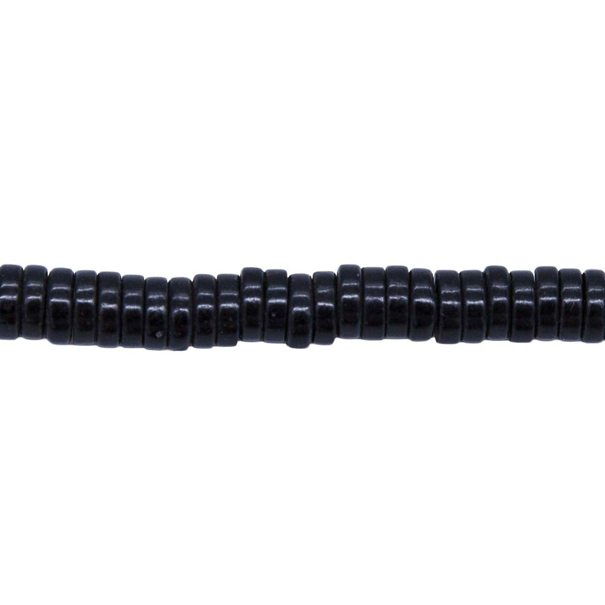 76ST612-BK: Magnesite Heishi Beads Black 6mm 15.5"