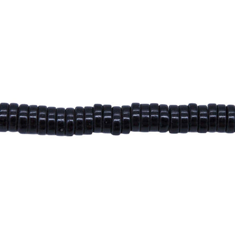 76ST612-BK: Magnesite Heishi Beads Black 6mm 15.5"