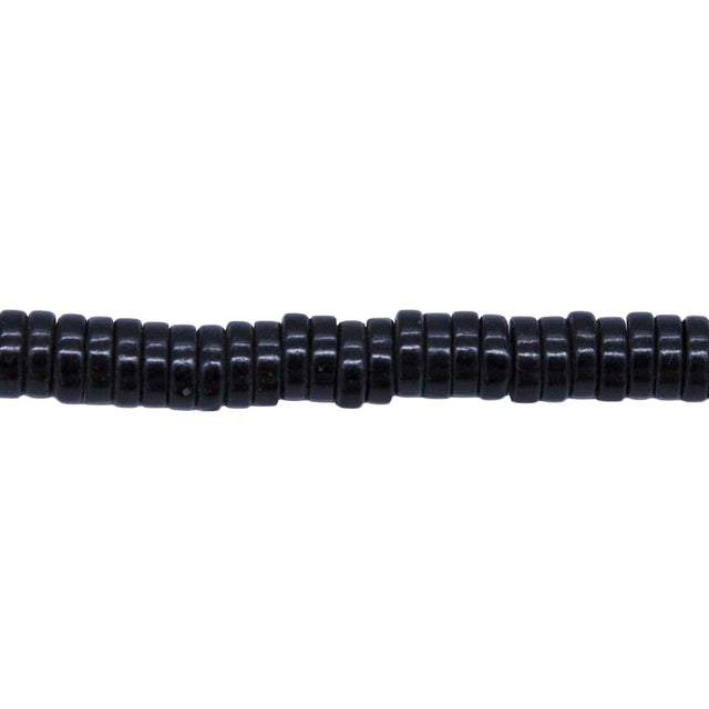 76ST612-BK: Magnesite Heishi Beads Black 6mm 15.5"