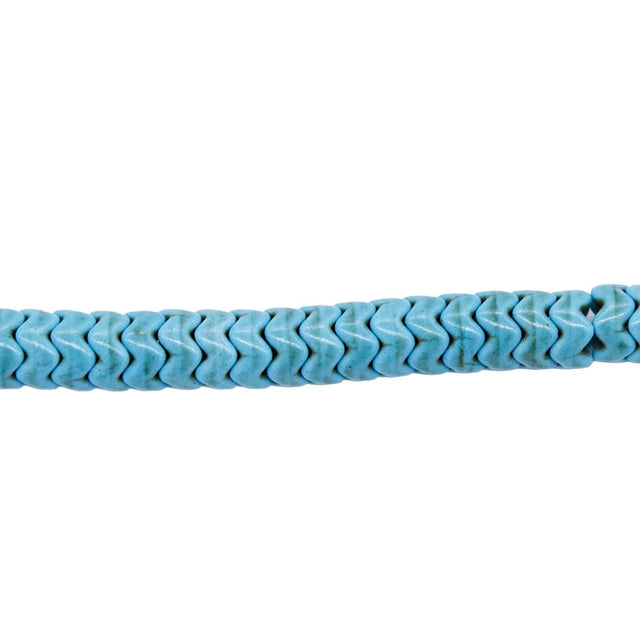76ST612-BW: Magnesite Wavy Heishi Beads Blue 6mm 15.5"