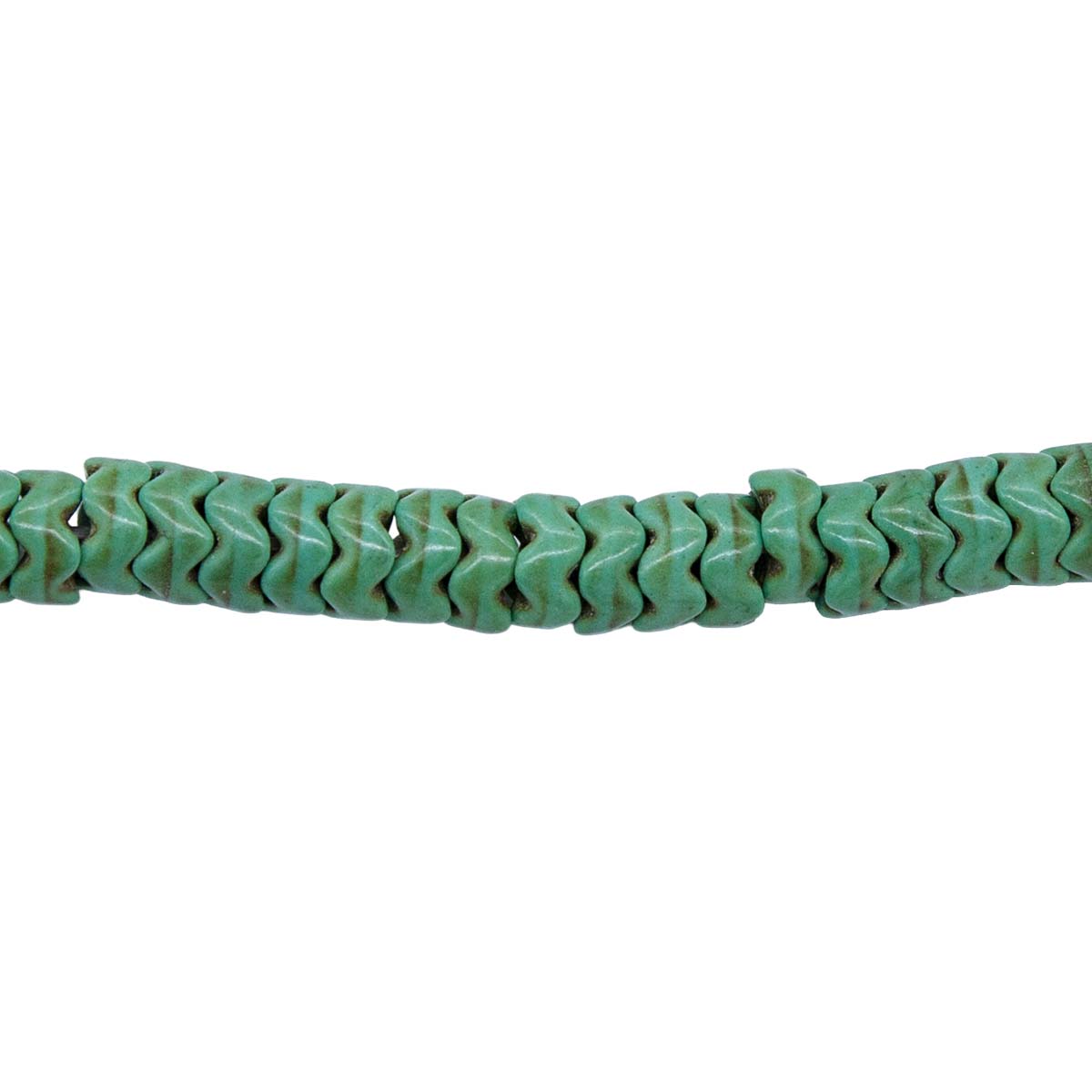 76ST612-GW: Magnesite Wavy Heishi Beads Green 6mm 15.5"