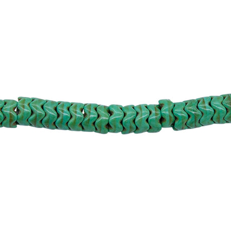 76ST612-GW: Magnesite Wavy Heishi Beads Green 6mm 15.5"