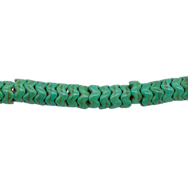 76ST612-GW: Magnesite Wavy Heishi Beads Green 6mm 15.5"
