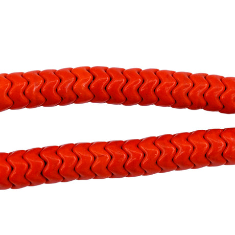 76ST612-OW: Magnesite Wavy Heishi Beads Orange 6mm 15.5"