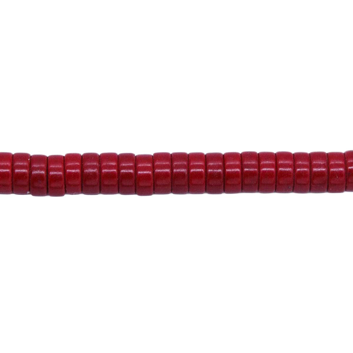 76ST612-R: Magnesite Heishi Beads Red 6mm 15.5"