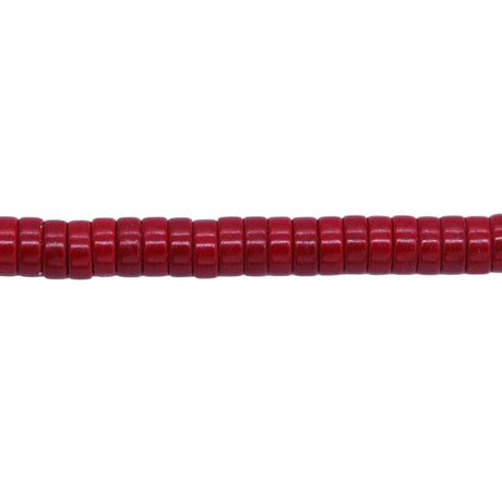 76ST612-R: Magnesite Heishi Beads Red 6mm 15.5"