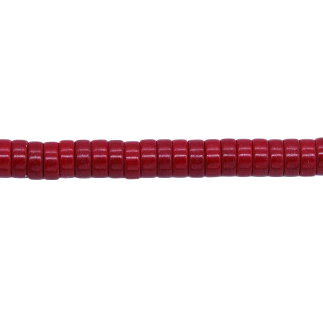 76ST612-R: Magnesite Heishi Beads Red 6mm 15.5"