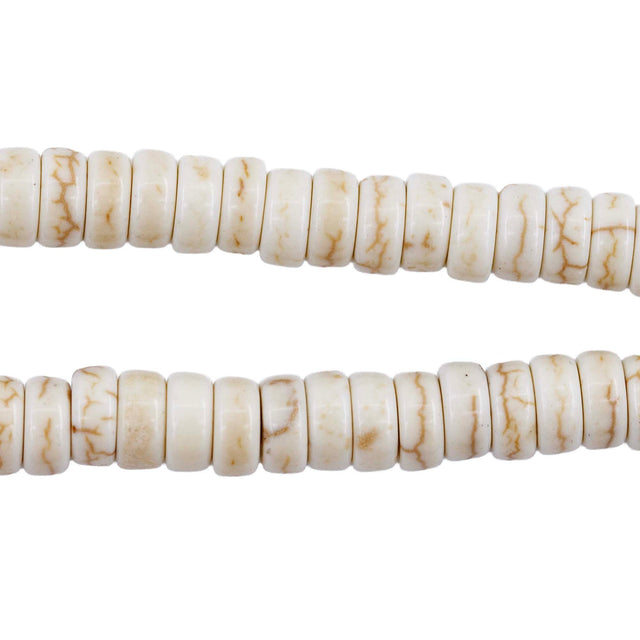 76ST612-W: Magnesite Heishi Beads White 6mm 15.5"