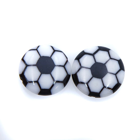 77AG109-2: Acrylic Coin Flower White/Black 16mm - 3PC