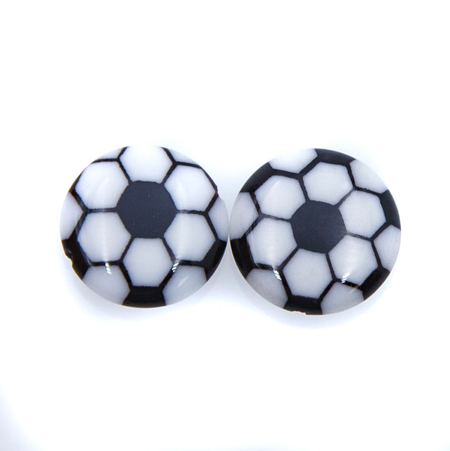 77AG109-2: Acrylic Coin Flower White/Black 16mm - 3PC
