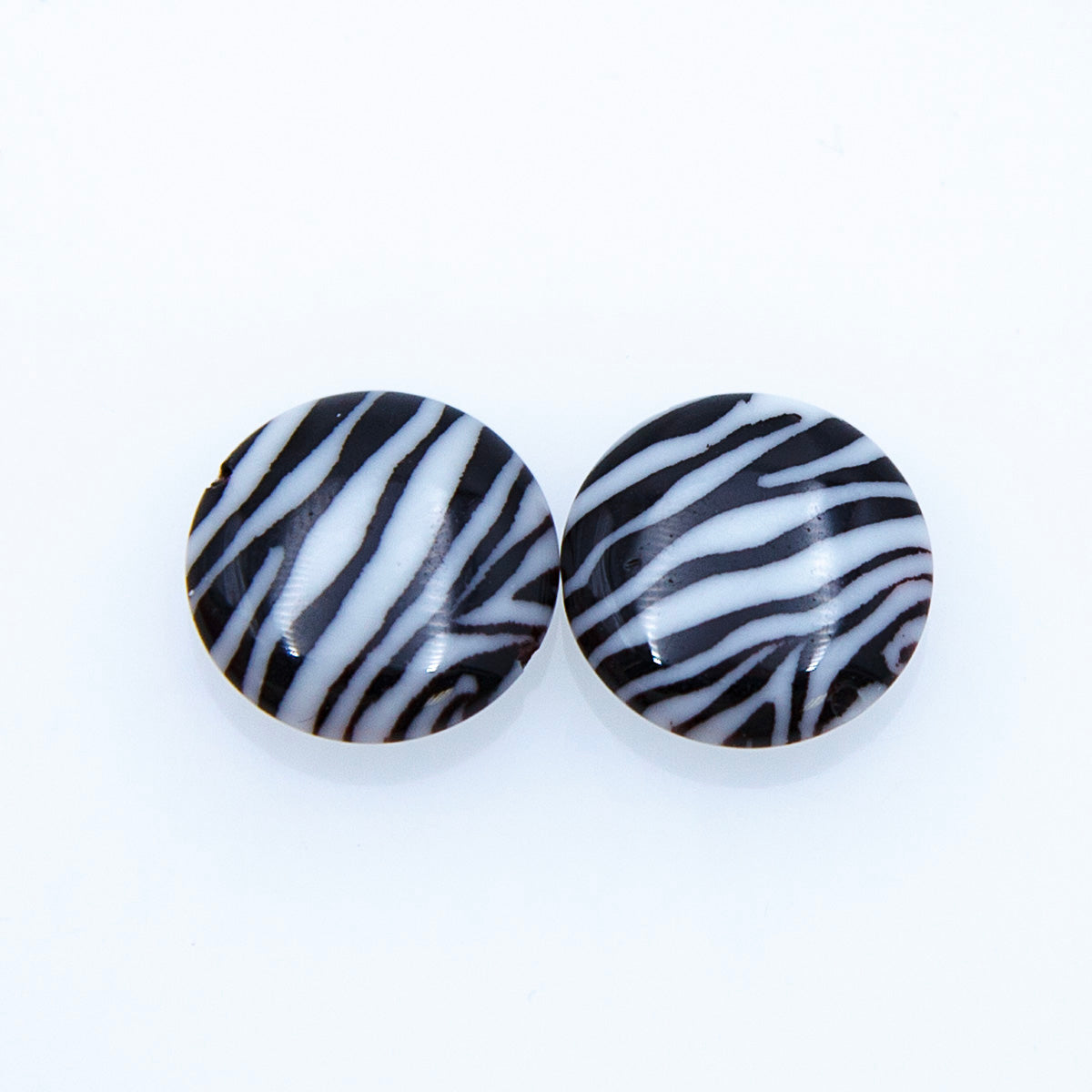 77AG109-5: Coin Zebra Stripes White/Black 16mm - 3PC