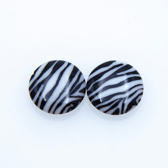 77AG109-5: Coin Zebra Stripes White/Black 16mm - 3PC