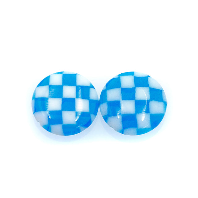 77AG112-2: Coin Checkerboard Blue/White 16mm - 3PC