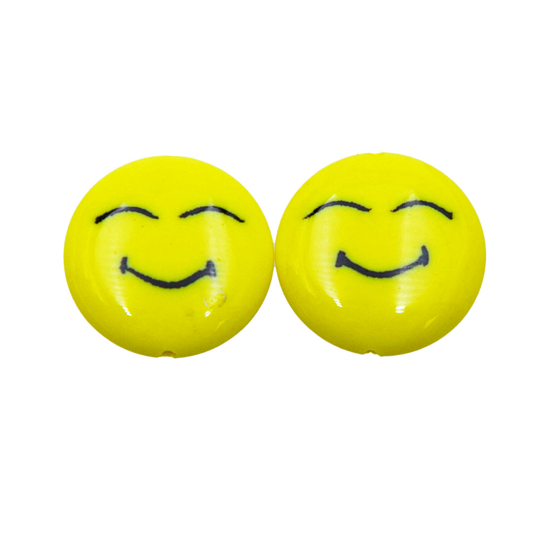 77AG122-2: Coin Happy Face Yellow/Green 16mm - 3PC