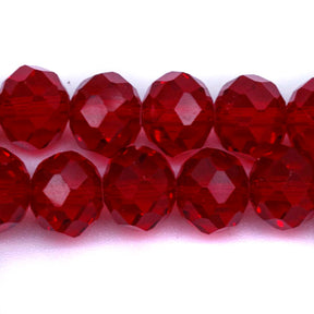 77CD244: Cut Crystal Round Rondelle Ruby 8x10mm 1 String
