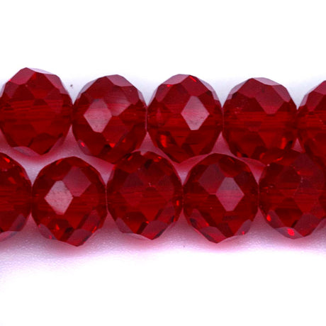 77CD244: Cut Crystal Round Rondelle Ruby 8x10mm 1 String