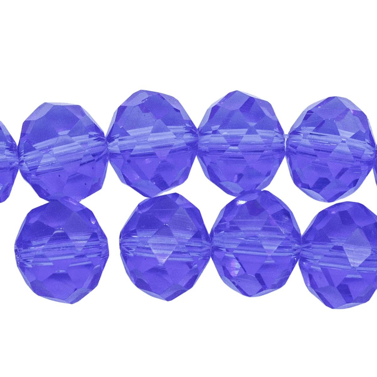 77CD274: Cut Crystal Round Rondelle Sapphire 8x10mm 1 15" String