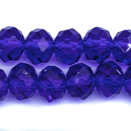 77CD278: Cut Crystal Round Rondelle Cobalt 8x10mm 1 String