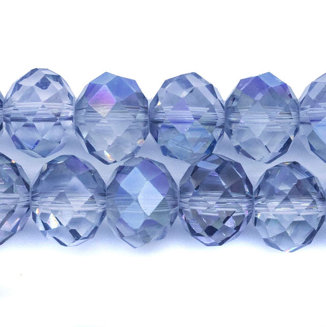 77CD506: Crystal Round Rondelle Half Blue Aurora Borealis Finish 8x10mm 1 String