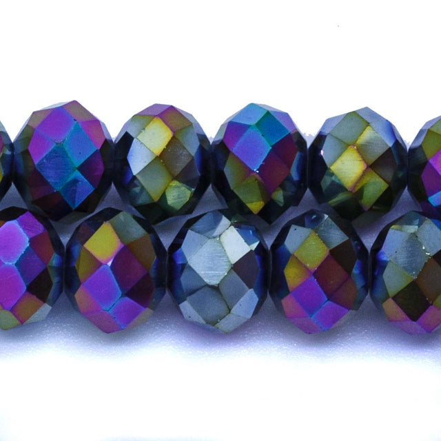 77CD599-I: Cut Crystal Round Rondelle Purple Iris 8x10mm 1 15" String