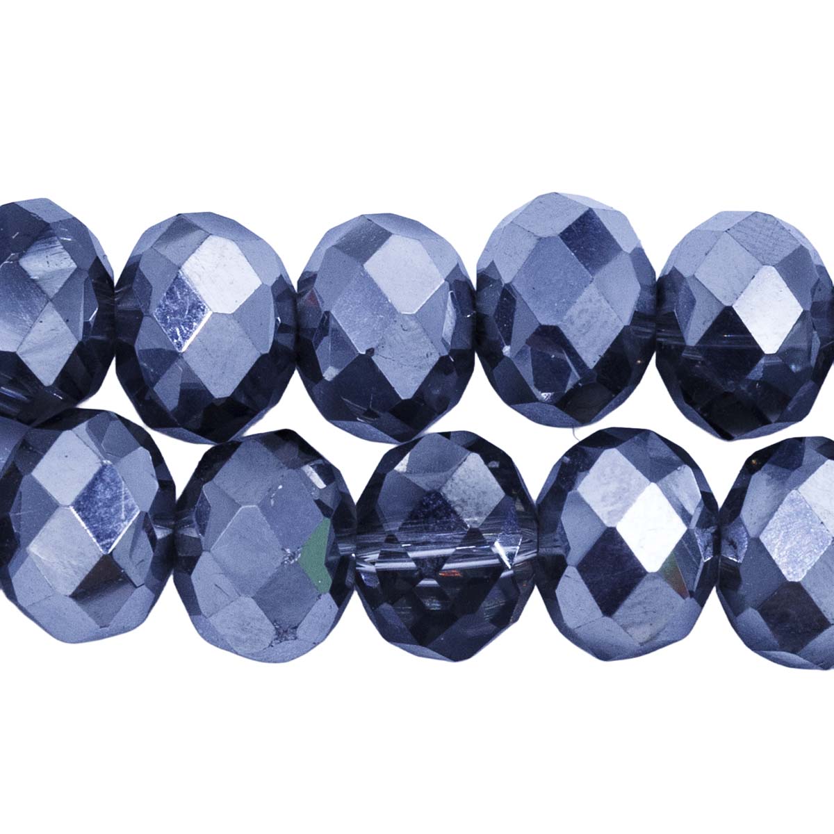 77CD817: Cut Crystal Round Rondelle 1/2 Sliver 8x10mm 1 15" String