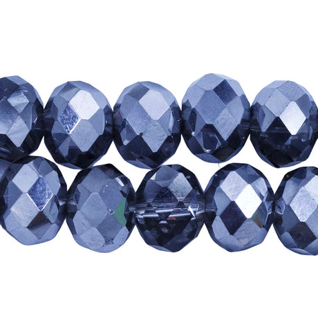 77CD817: Cut Crystal Round Rondelle 1/2 Sliver 8x10mm 1 15" String