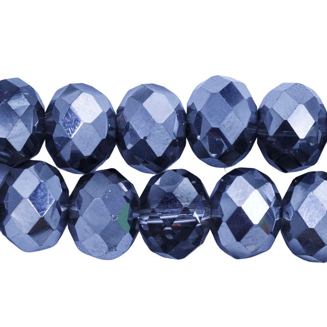 77CD817: Cut Crystal Round Rondelle 1/2 Sliver 8x10mm 1 15" String