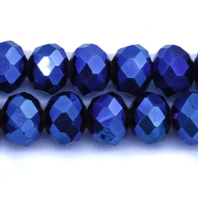 77CD878: Crystal Round Rondelle Metallic Blue 8x10mm 50