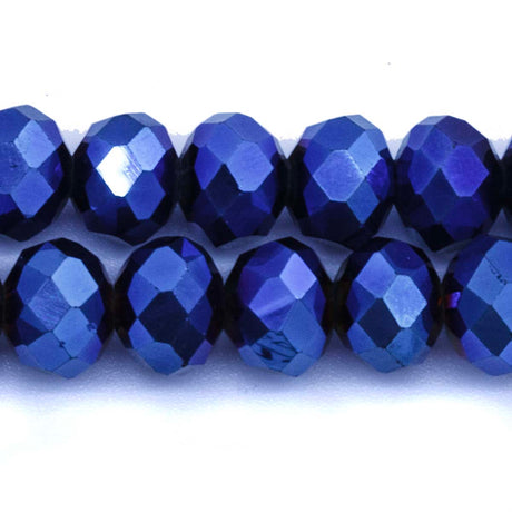 77CD878: Crystal Round Rondelle Metallic Blue 8x10mm 50