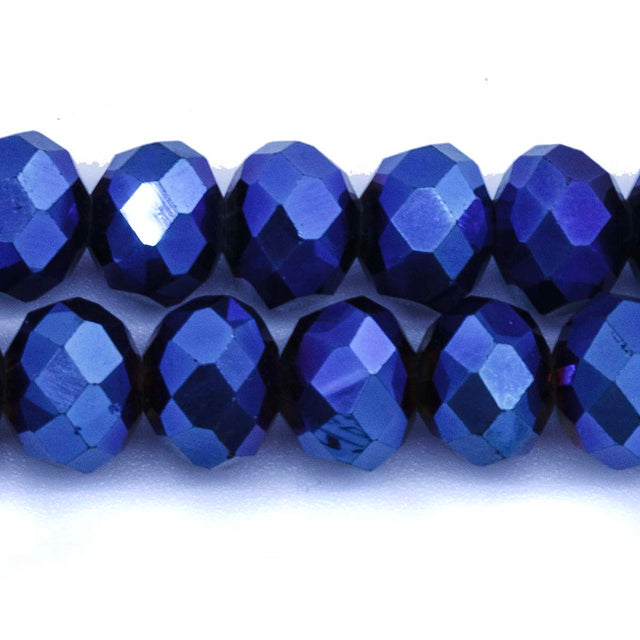 77CD878: Crystal Round Rondelle Metallic Blue 8x10mm 50