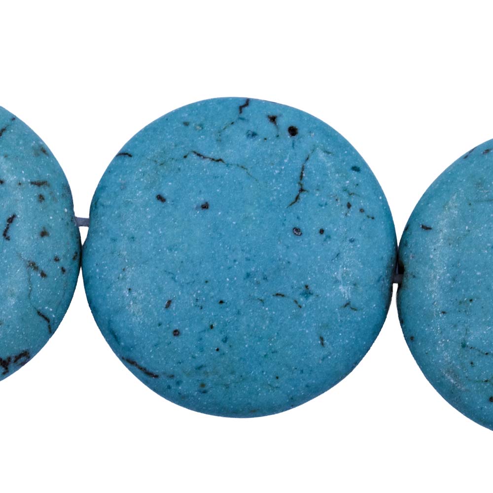 77ST612-TGC: Turquoise Green Magnesite Coin Disc 24mm - 1 Strand