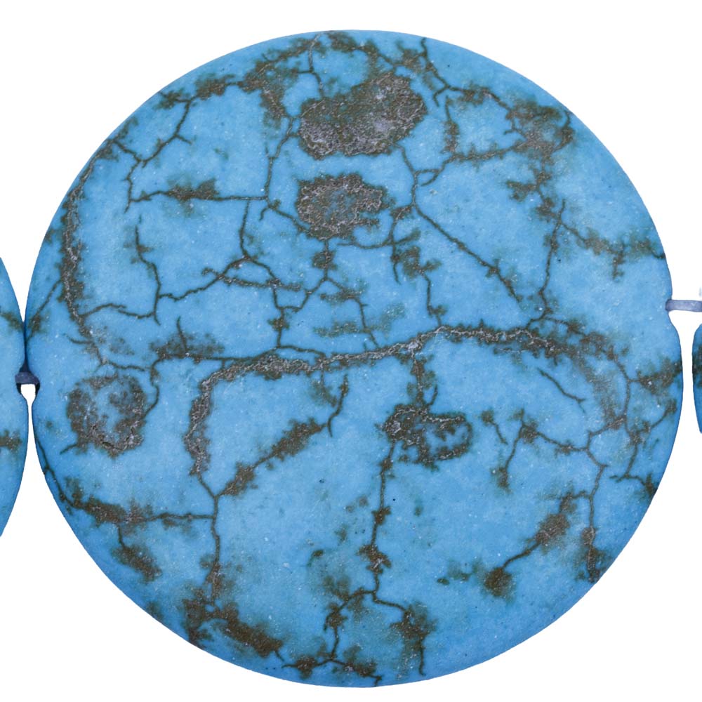 79ST612-TQC: Turquoise Magnesite Coin Disc 42mm - 1 Strand