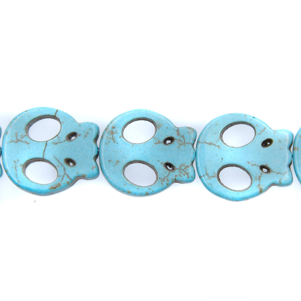 7ST50-B: 20x22mm Blue Magnesite Skull Beads 15.5"