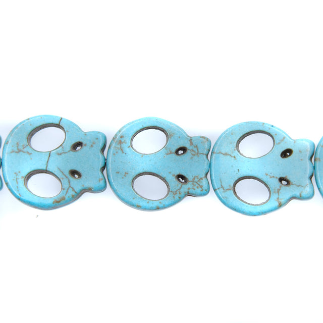 7ST50-B: 20x22mm Blue Magnesite Skull Beads 15.5"