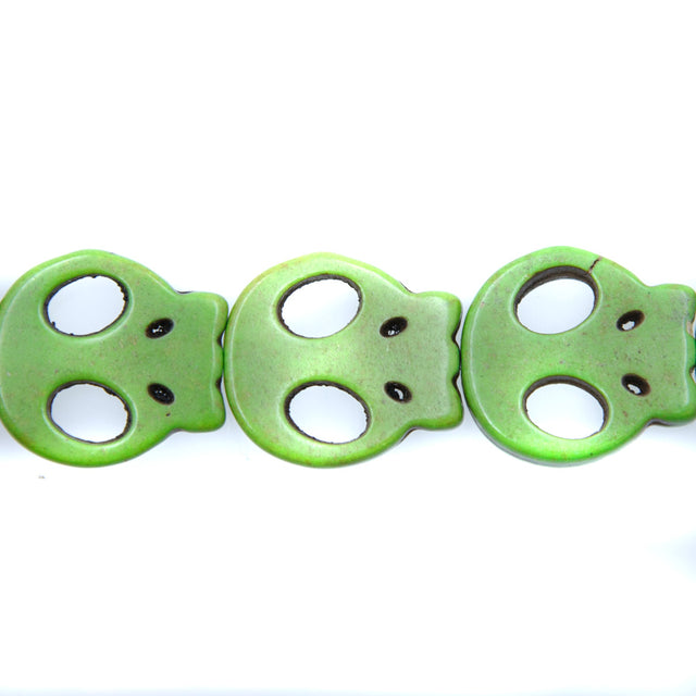 7ST50-G: 20x22mm Green Magnesite Skull Beads 15.5"