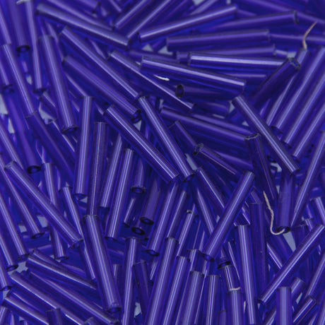 7SV100-40: Vintage Venetian Bugle Transparent Cobalt 17mm AVG - 250 Grams