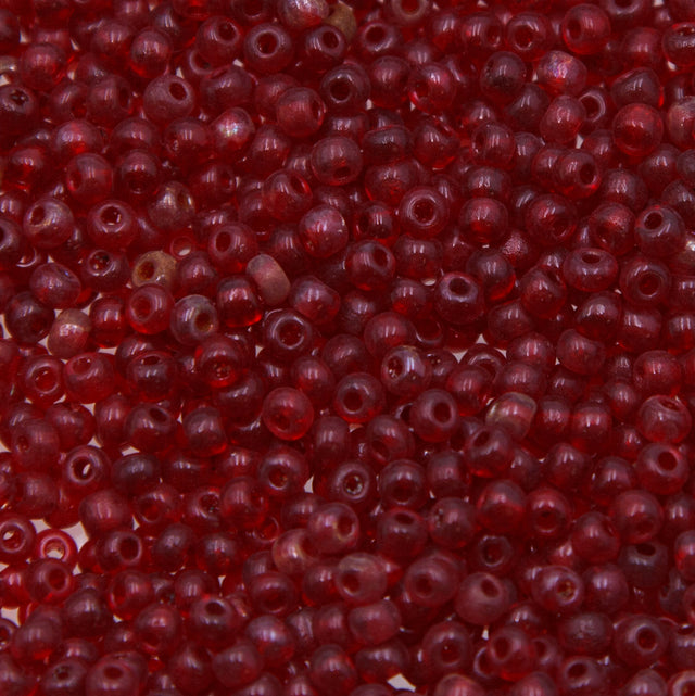 7SV246-2: Vintage Venetian Seed Bead Transparent Garnet #2 7/0 - 500 Grams