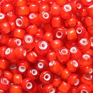7SV7701: Antique Venetian Seed Bead White Heart Burnt Orange #1 7/0 - 250 Grams