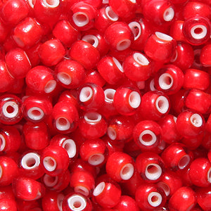 7SV7707: Antique Venetian Seed Bead White Heart Cherry #1 7/0 - 250 Grams