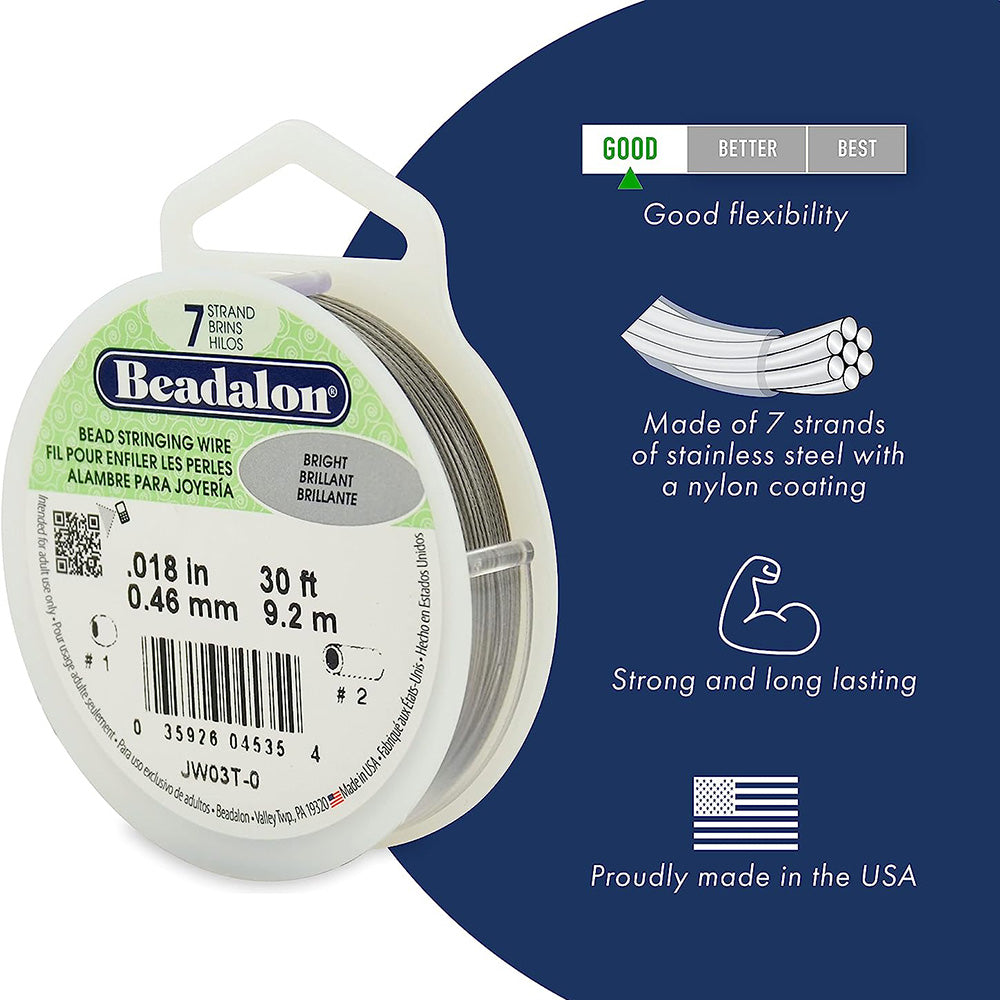FI296-30: Beadalon Beading Wire .012" 7-strand 30 Feet Spool