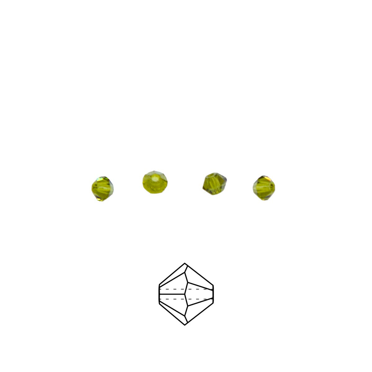 80CC283: Preciosa Crystal Dia Olivine 3mm-144PC