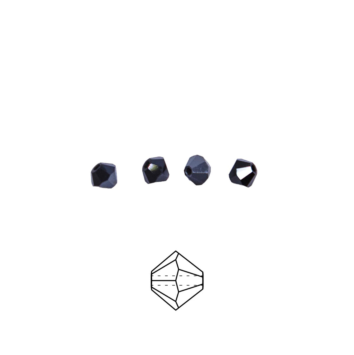 82CC309: Preciosa Crystal Dia Jet Hematite 4mm-144PC