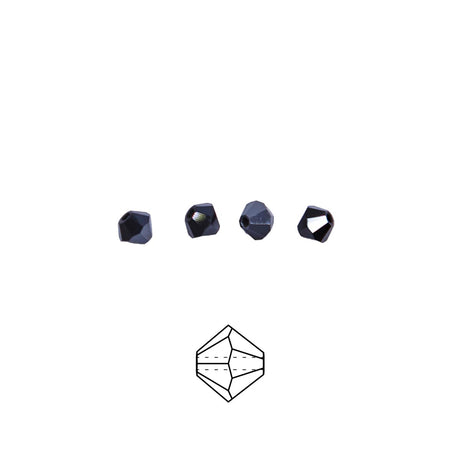 82CC309: Preciosa Crystal Dia Jet Hematite 4mm-144PC