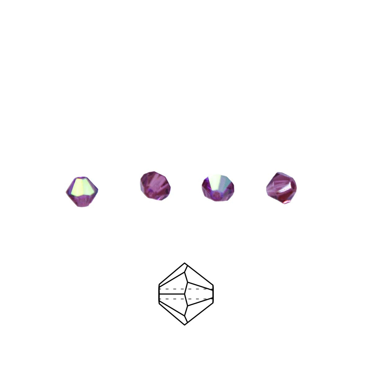 82CC598: Preciosa Crystal Dia Amethyst AB 4mm-144PC