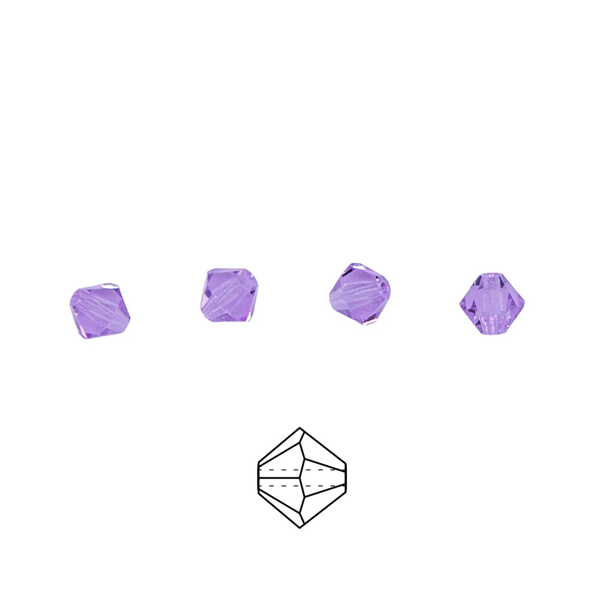 84CC295-V: Preciosa Crystal Dia Violet 5x5mm-144PC