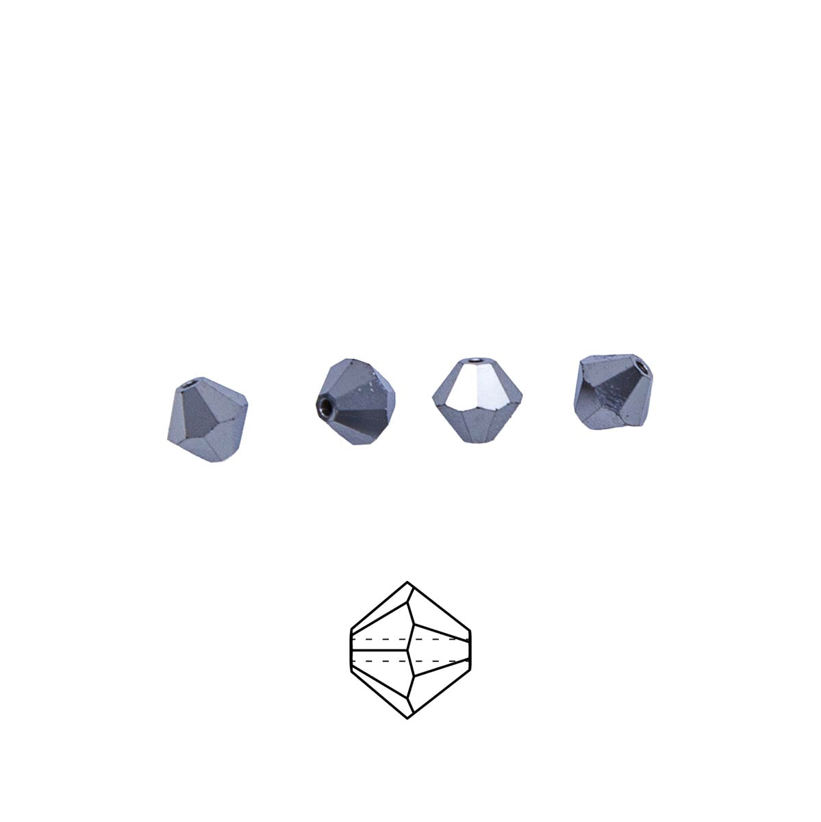 84CC309-F: Preciosa Crystal Dia Jet Hematite 5x5mm-144PC