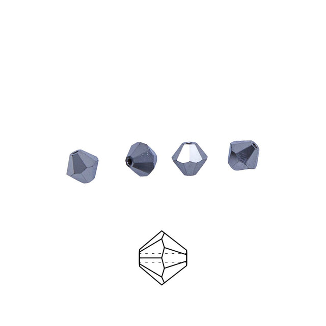 84CC309-F: Preciosa Crystal Dia Jet Hematite 5x5mm-144PC