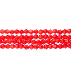 84CG243: 4mm Red Glass Faceted Bicone