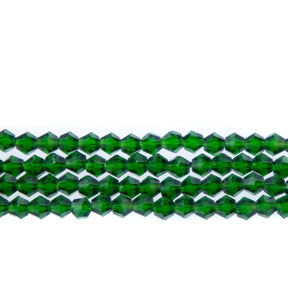 84CG286: 4mm Emerald Glass Faceted Bicone